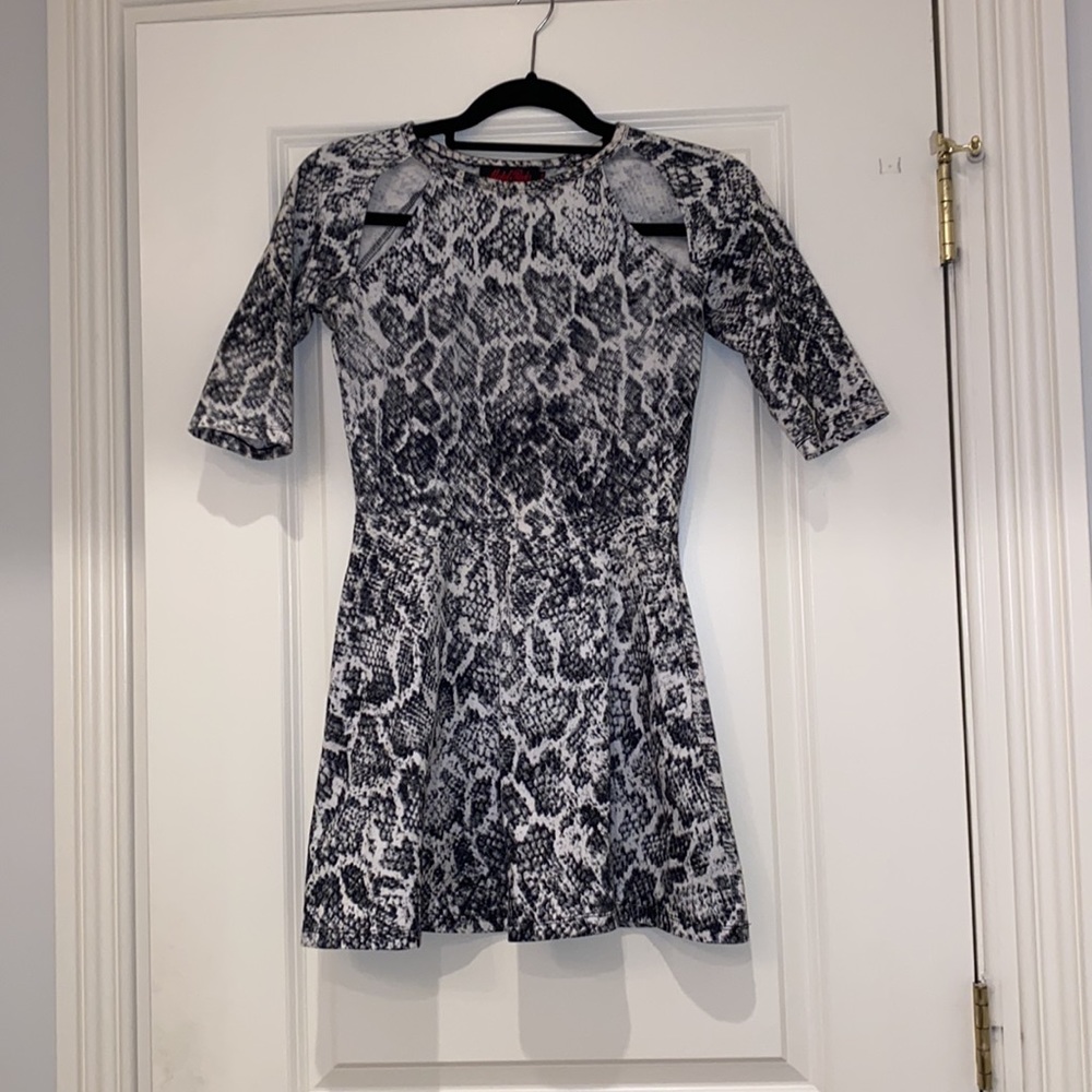 Motel Rocks Snakeskin Cutout Skater Dress